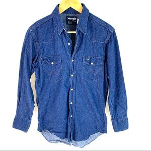 Wrangler Vintage Denim Snap Button Shirt M Slim 15